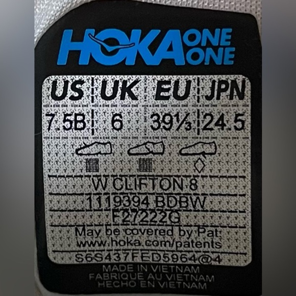 Hoka One One Clifton 8 Womens Size 7.5 Running Shoes Sneakers White Purple - Picture 11 of 12